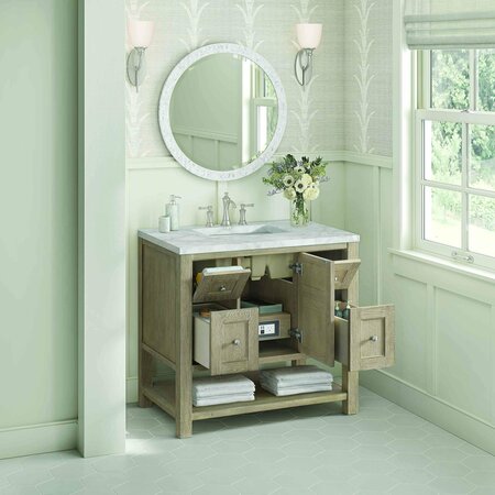 James Martin Vanities 36'' Single Vanity, Whitewashed Oak w/ 3 CM Victorian Silver Quartz Top 330-V36-WWO-3VSL